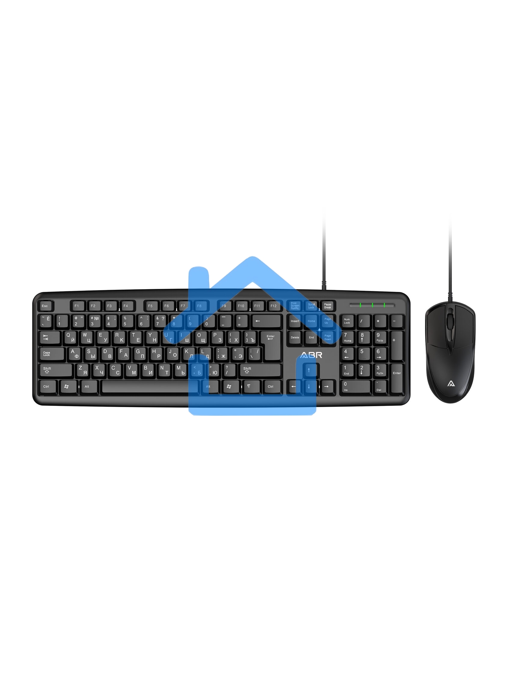 Клавиатура и мышь ABR KM600 черный, интерфейс USB, проводной, RU/EN