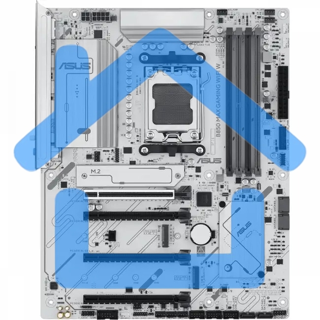 Материнская плата ASUS B850 MAX GAMING WIFI W, AM5, AMD B850, 4xDDR5, 4xSATA, 3xM.2, 1xPCIe 5.0 x16, 1xPCIe 4.0 x4, 2xPCIe 3.0 x1, 1xDisplayPort, 1xHDMI, 1x2.5Gb LAN, Wi-Fi 6E, Bluetooth 5.3, 1xUSB-C 10Gbps, 3xUSB-A 10Gbps, 2xUSB-A 5Gbps, 2xUSB-A 2.0, 3x3