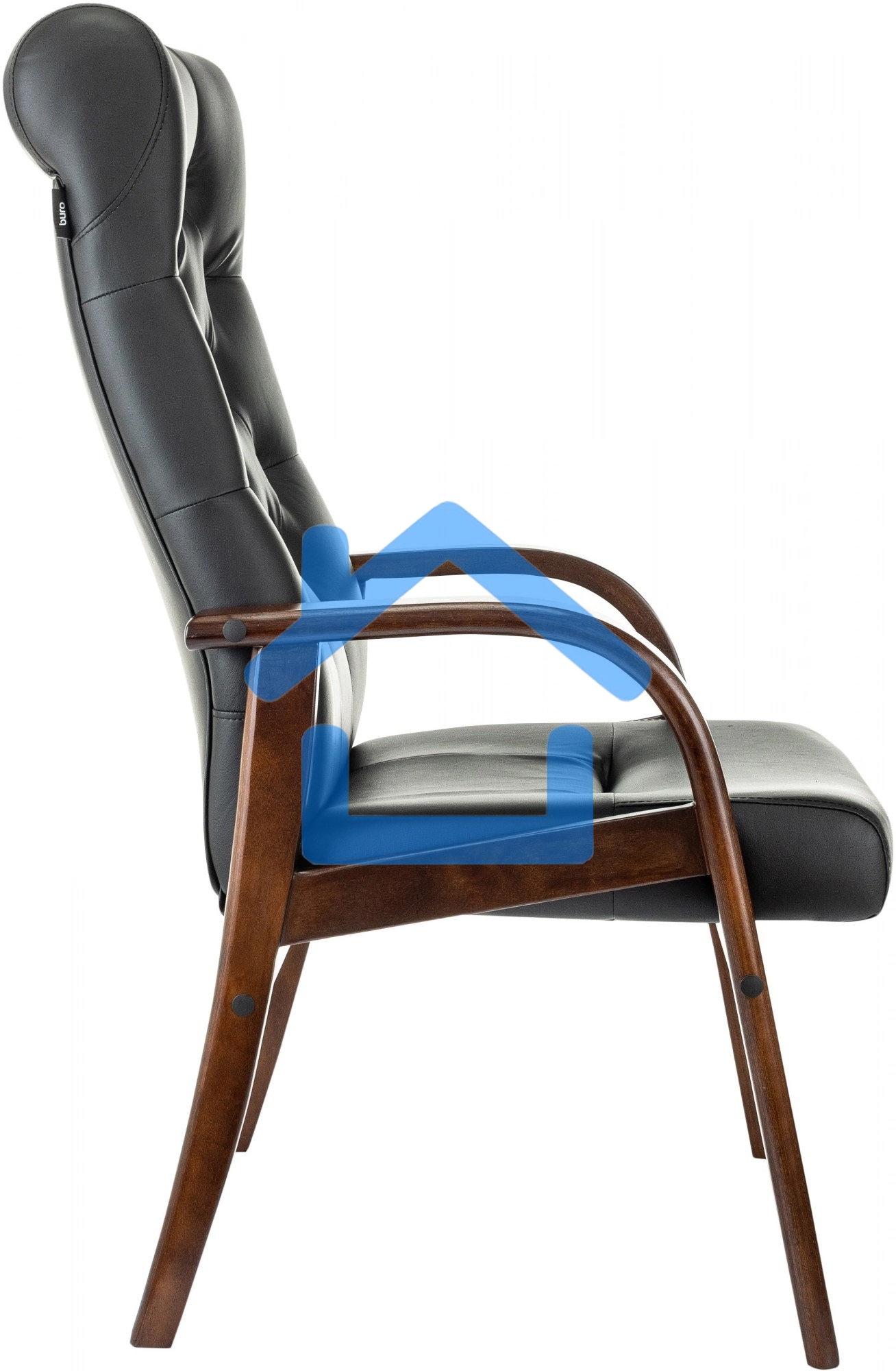 Кресло офисное Бюрократ T-9928WALNUT-CF черный, кожа, на ножках, дерево