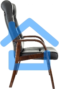 Кресло офисное Бюрократ T-9928WALNUT-CF черный, кожа, на ножках, дерево