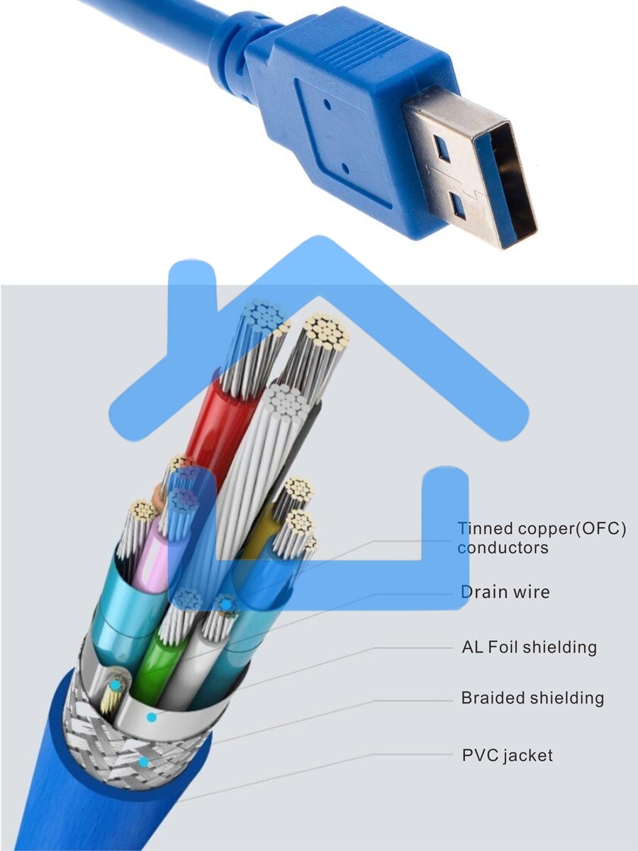 Кабель AM/AF USB3.0 0.5m VCOM удлинитель USB 3.0, VUS7065-0.5M