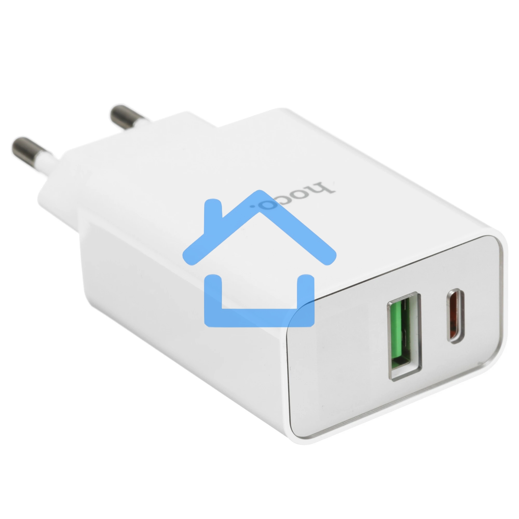 Блок питания (сетевой адаптер) HOCO C100A 1xUSB (18 Вт), 1xType (20 Вт), белый
