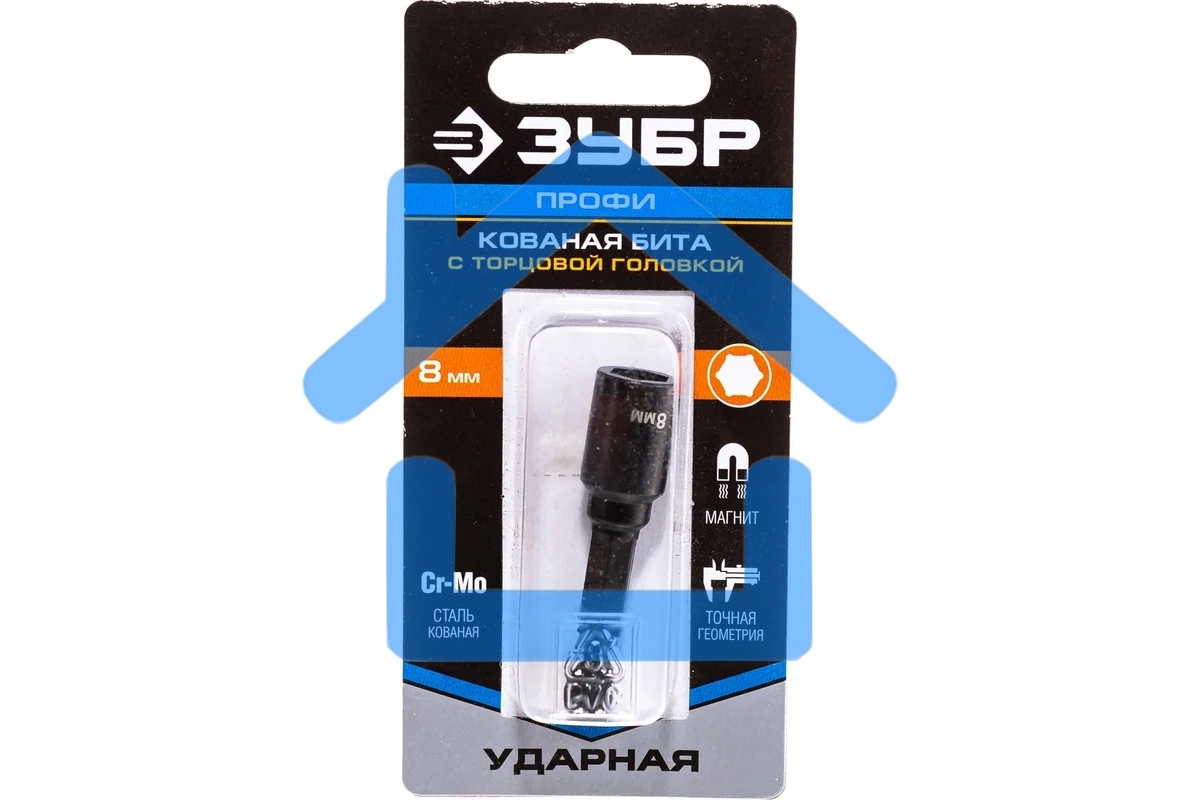 Головка ЗУБР ПРОФИ Нат-драйвер 26375-08 магнитная E 1/4'' L=50мм 8мм 1шт