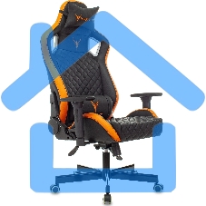 Кресло игровое Knight OUTRIDER черный/оранжевый ромбик эко.кожа с подголов. крестовина металл