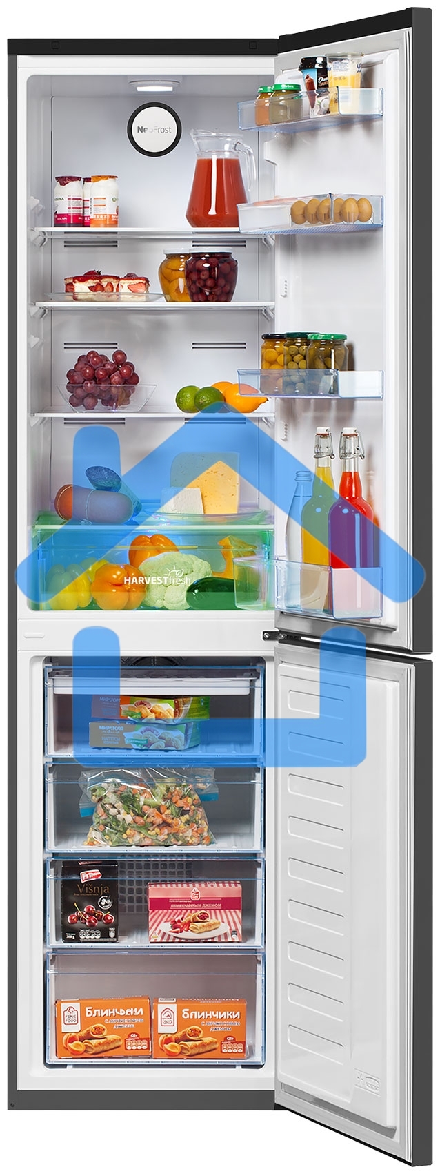 Холодильник Beko B3R0CNK332HG темно-серый двухкамерный 200/100л морозилка снизу, No Frost