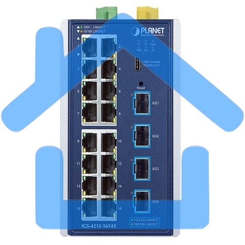 Коммутатор Planet IGS-4215-16T4X Industrial L2/L4 16-Port 10/100/1000T + 4-Port 10G SFP+ Managed Ethernet Switch