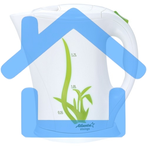 Чайник электрический Atlanta, ATH-2305Тэн, 1,7л, 2000Вт, белый с зеленым, автомат откл при закипании, защита от перегрева воды, фильтр