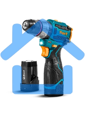 Дрель-шуруповерт Bort BAB-16U, Аккумуляторная, 16.8В, 2 АКБ, Кейс