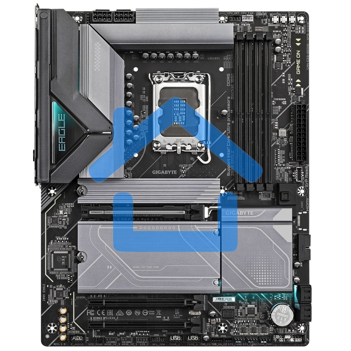 Материнская плата Gigabyte Z890 EAGLE, LGA 1851, Intel Z890, 4xDDR5, 4xSATA, 4xM.2, 1xPCIe 5.0 x16, 2xPCIe 4.0 x4, 1xDP, 1xUSB-C, 1x 2.5Gb LAN, 4xUSB-A 3.2 Gen 1, 2xUSB-A 3.2 Gen 2, 3x3.5 мм, 7.1, 1xUSB4, ATX