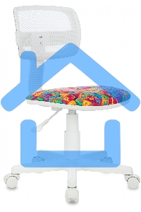 Кресло детское Бюрократ CH-W299 белый TW-15 мультиколор сиденье алфавит, сетка/ткань, крестов. пластик, пластик белый