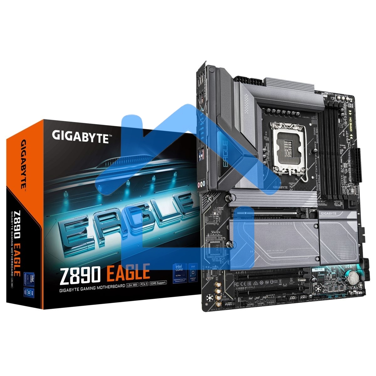 Материнская плата Gigabyte Z890 EAGLE, LGA 1851, Intel Z890, 4xDDR5, 4xSATA, 4xM.2, 1xPCIe 5.0 x16, 2xPCIe 4.0 x4, 1xDP, 1xUSB-C, 1x 2.5Gb LAN, 4xUSB-A 3.2 Gen 1, 2xUSB-A 3.2 Gen 2, 3x3.5 мм, 7.1, 1xUSB4, ATX