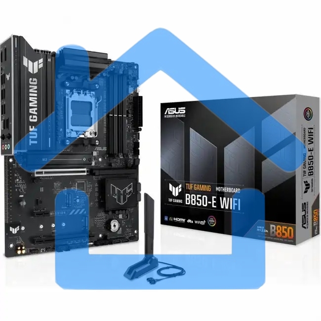 Материнская плата ASUS TUF Gaming B850-E WiFi, AM5, AMD B850, 4xDDR5, 4xSATA, 3xM.2, 1xPCIe 5.0 x16, 1xPCIe 4.0 x16, 1xPCIe x1, 1xDP, 1xHDMI, 2xUSB-C (1x10Gbps, 1x20Gbps), 3xUSB-A 5Gbps, 3xUSB-A 2.0, 1x2.5Gb LAN, Wi-Fi 6E, Bluetooth 5.3, 3x3.5 мм, 7.1, AT