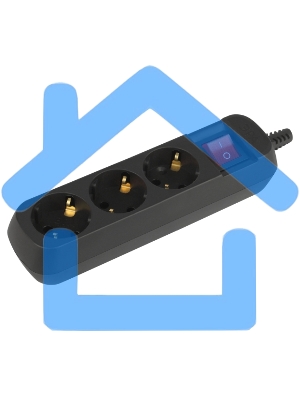 Колодка удлинителя ЭРА KX-3es-B 3 розетки с заземлением с выключателем черная