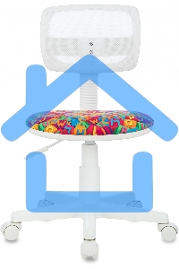 Кресло детское Бюрократ CH-W299 белый TW-15 мультиколор сиденье алфавит, сетка/ткань, крестов. пластик, пластик белый