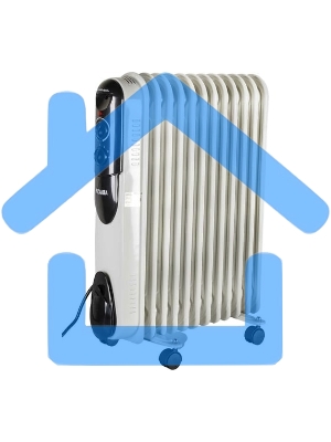 Обогреватель масляный Ресанта ОМПТ-12Н (12 секций) белый, 2500 Вт, 25 м2, термостат 67/3/5