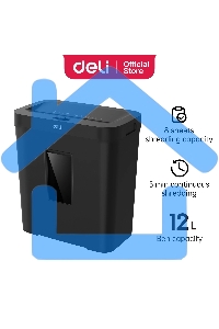 Уничтожитель бумаги (шредер) Deli ET022, черный, Р-4, 4х40, 8 Листов, 12л.