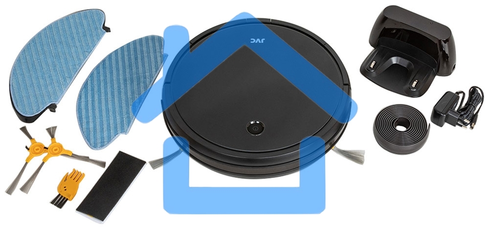 Робот-пылесос JVC JH-VR510 черный, 2500 мА·ч Li-Ion, уборка сухая/влажная, пылесборник контейнер 0.5 л