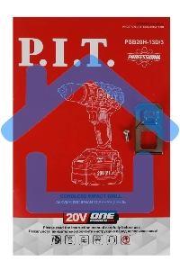 Дрель-шуруповерт P.I.T. PSB20H-13D/3, Аккумуляторная, 20В, Ударная, Кейс