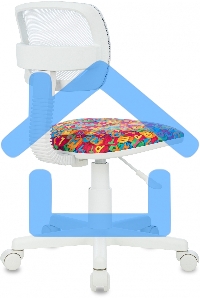 Кресло детское Бюрократ CH-W299 белый TW-15 мультиколор сиденье алфавит, сетка/ткань, крестов. пластик, пластик белый