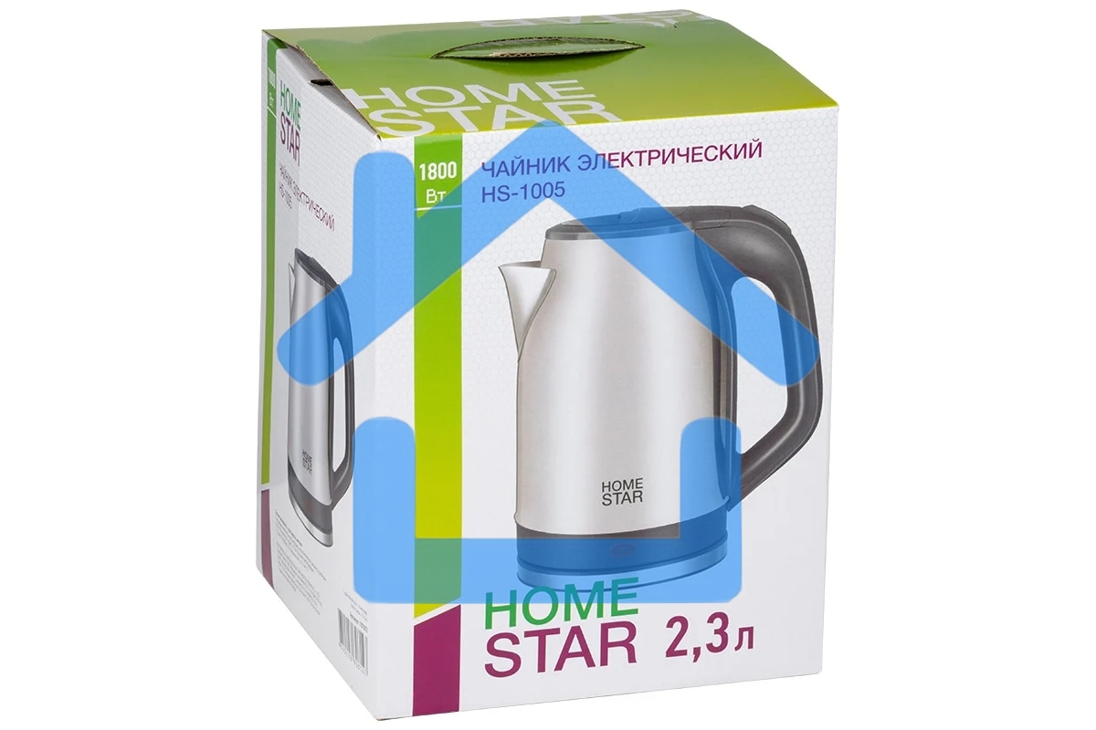 Чайник электрический HOMESTAR HS-1005 2,3 л, 1800 Вт, нержавейка, серый