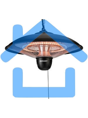 Обогреватель инфракрасный подвесной Rexant 60-0061, черный, 1500 Вт, 25 м2, термостат, 3 режима обогрева