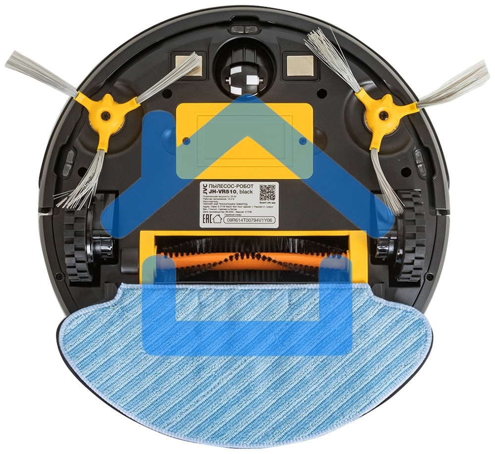 Робот-пылесос JVC JH-VR510 черный, 2500 мА·ч Li-Ion, уборка сухая/влажная, пылесборник контейнер 0.5 л