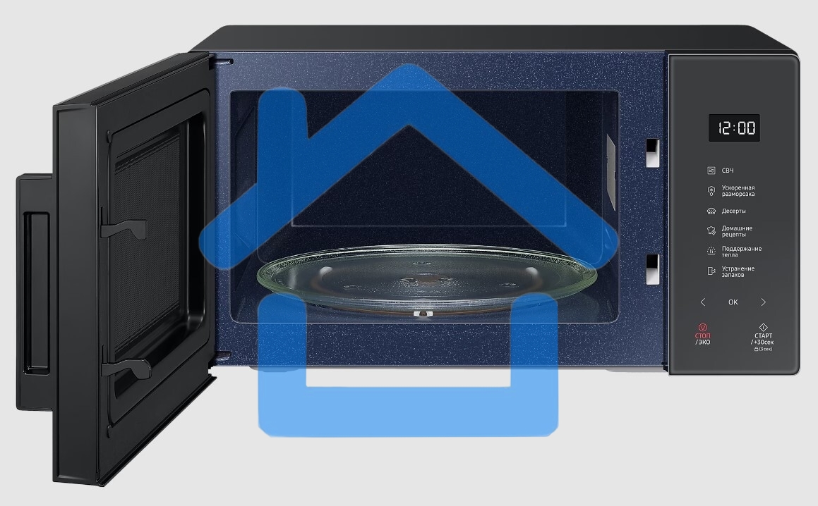 Микроволновая печь Samsung MS23T5018AC/BW антрацит, 23 л, 800 Вт, переключатели - сенсор