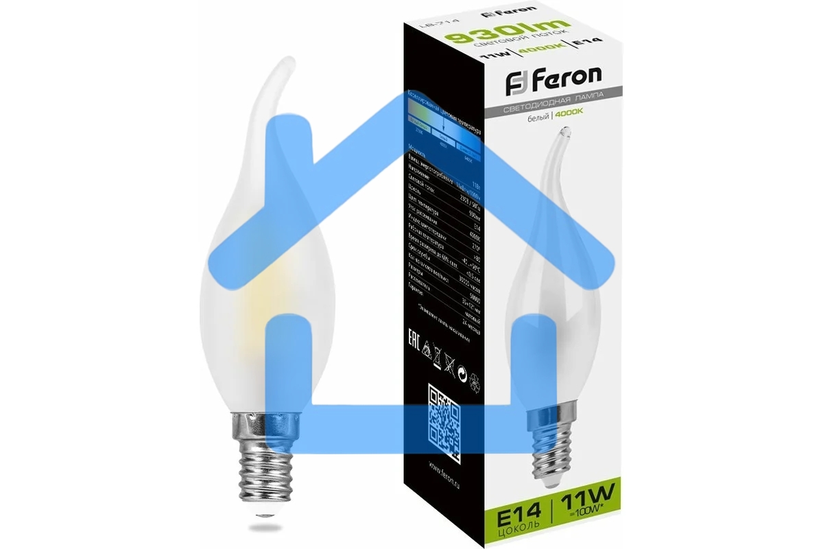 Лампа светодиодная Feron LB-714 (38011) 11 вт Е14 белый матовая свеча на ветру FILAMENT
