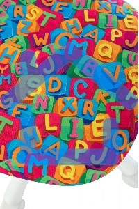 Кресло детское Бюрократ CH-W299 белый TW-15 мультиколор сиденье алфавит, сетка/ткань, крестов. пластик, пластик белый