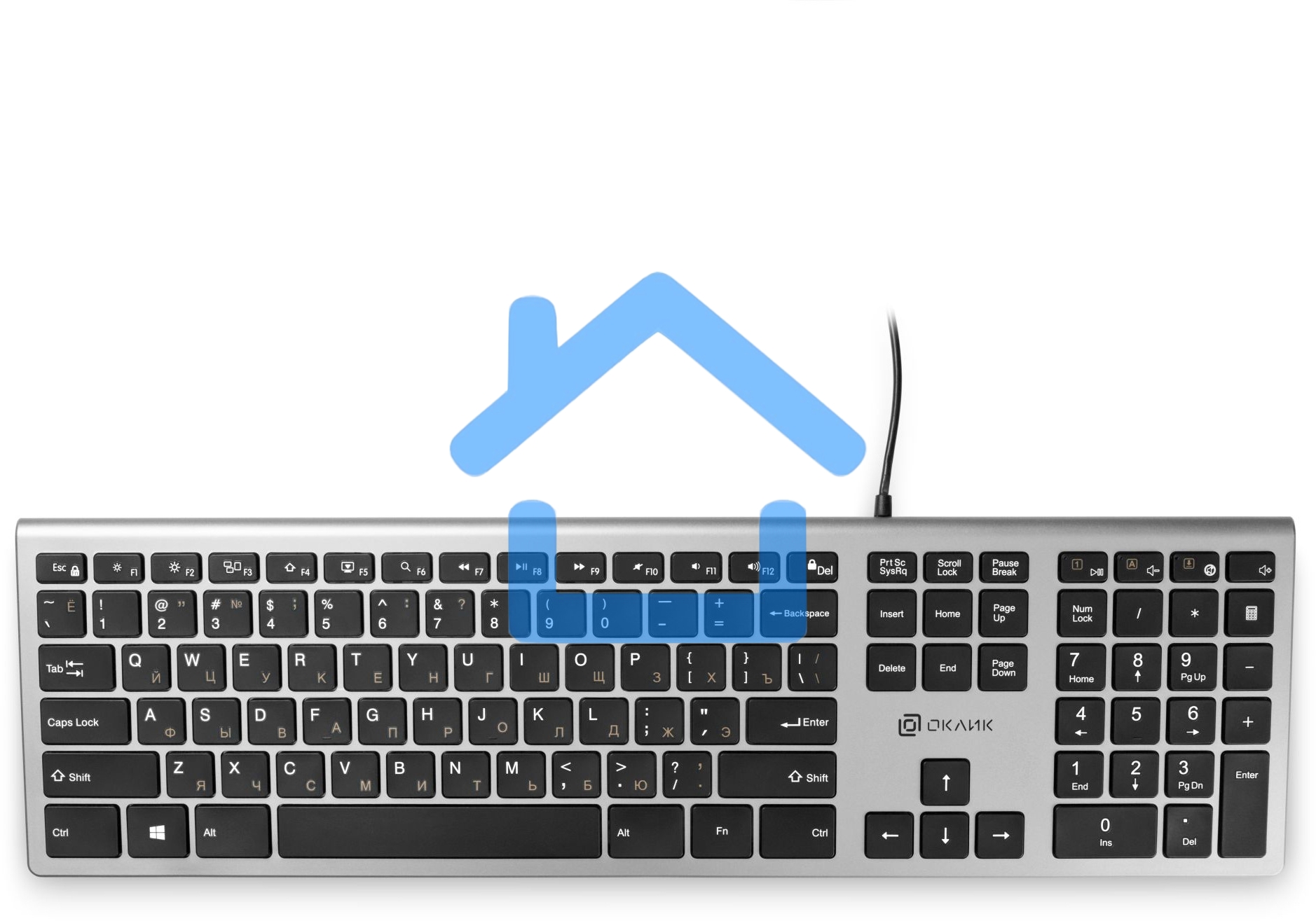 Клавиатура Oklick 890S проводная, USB, серый/черный