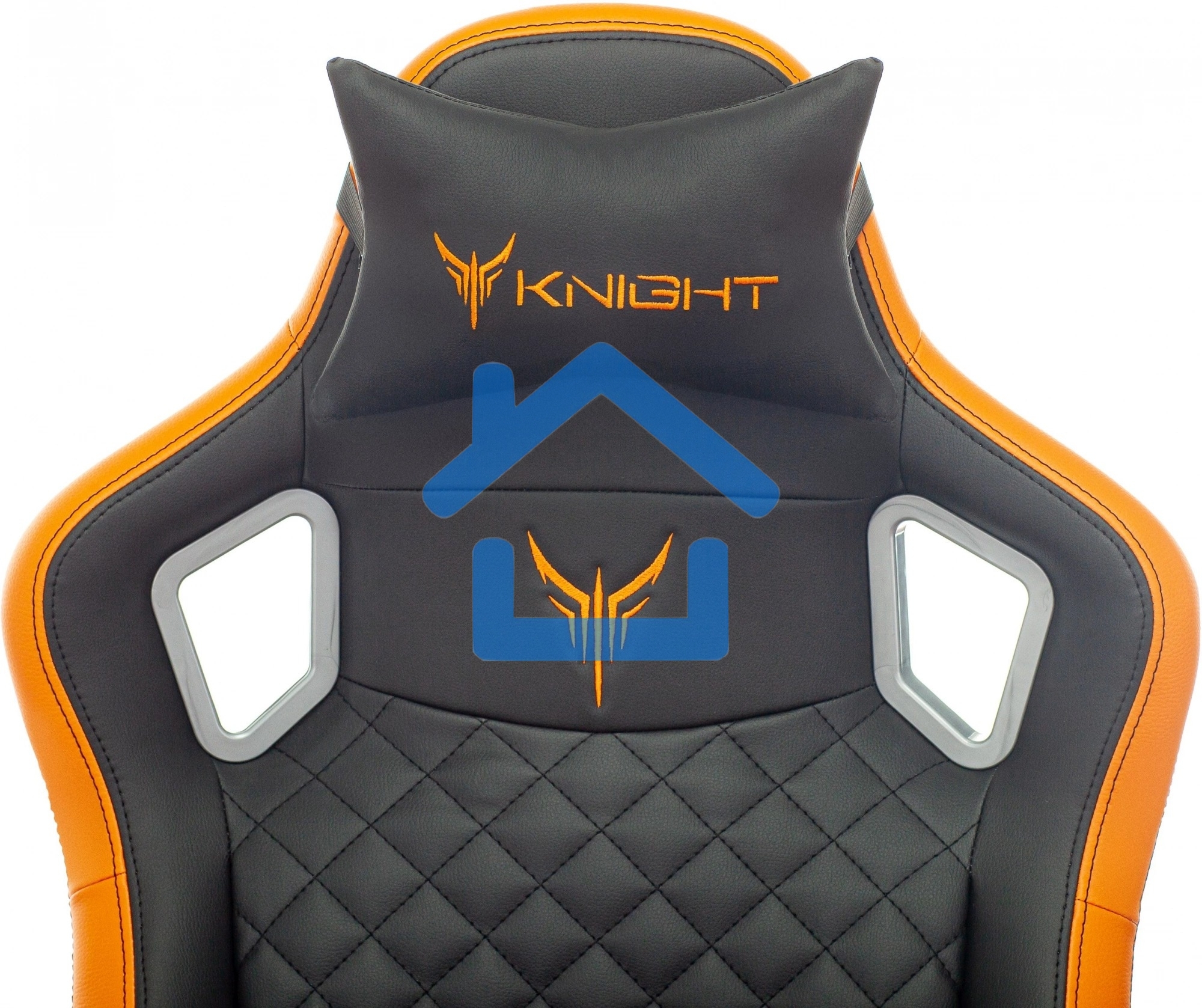 Кресло игровое Knight OUTRIDER черный/оранжевый ромбик эко.кожа с подголов. крестовина металл