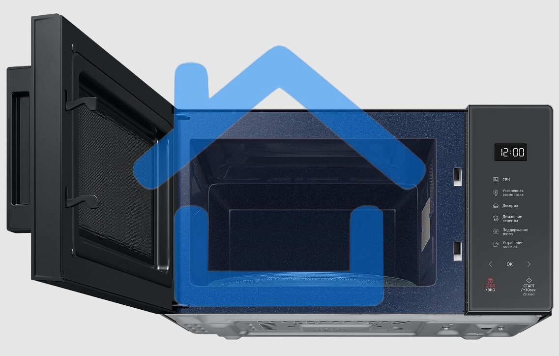 Микроволновая печь Samsung MS23T5018AC/BW антрацит, 23 л, 800 Вт, переключатели - сенсор