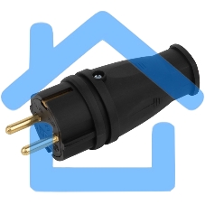 Вилка ЭРА VX10-B-IP44 каучуковая c заземлением 16А IP44 прямая черная