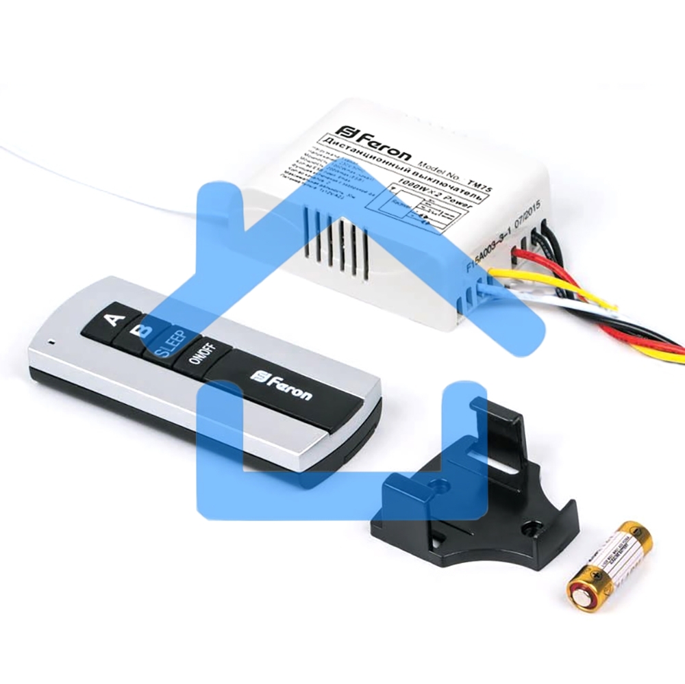 Выключатель дистанционный FERON 23344 230V 1000W 2-хканальный 30м с пультом управления, TM75
