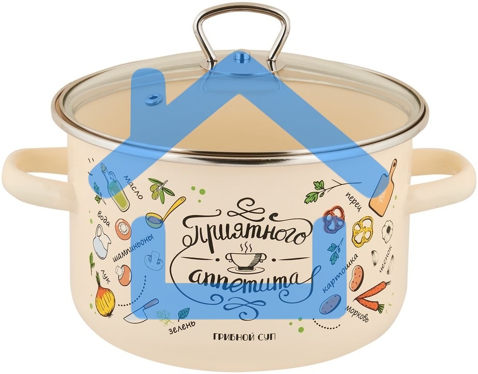 Кастрюля Appetite 1RD201S Приятного аппетита эмалированная сталь, цил. 4 л