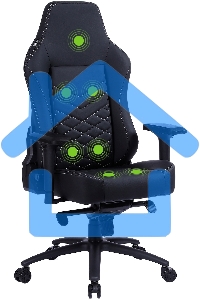 Кресло игровое Cactus CS-CHR-0112BL-M, массажное, с подголовником, черный