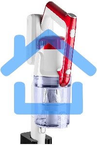 Пылесос вертикальный/ручной H-Clean HVC 102 SE белый/красный, питание от аккумулятора, 100 Вт, уборка сухая, пылесборник 0.65 л, работа от АКБ max 45 мин