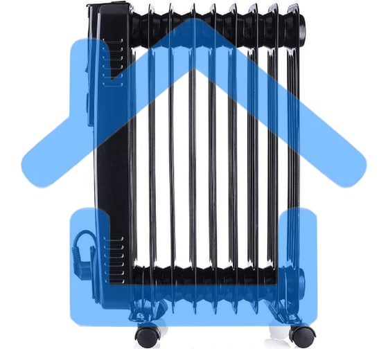 Обогреватель масляный Ресанта ОМПТ-9НЧ (9 секций) черный, 2000 Вт, 25 м2, термостат 67/3/14