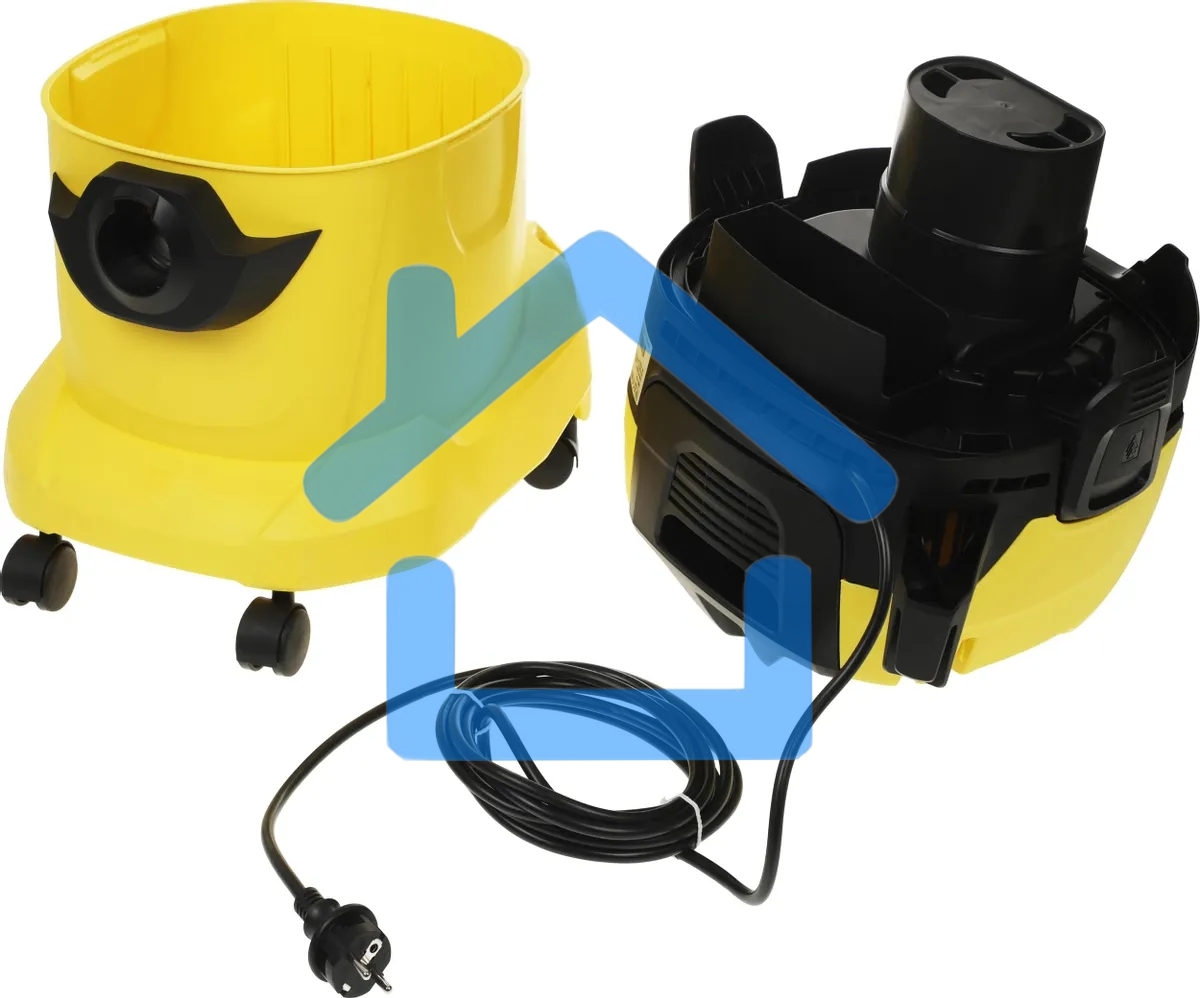 Строительный пылесос Karcher WD 4 P V-20/5/22 желтый, 1000 Вт, уборка сухая/сбор воды/выдув, пылесборник мешок/контейнер, 20 л