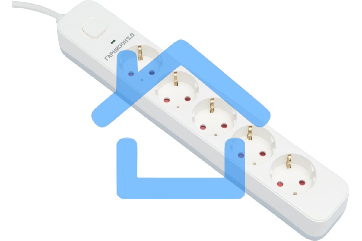 Сетевой фильтр Гарнизон EPS-5-W-2 5р, 2.0, 10А, 2м, ур.защиты 2+, белый, пакет (21442)