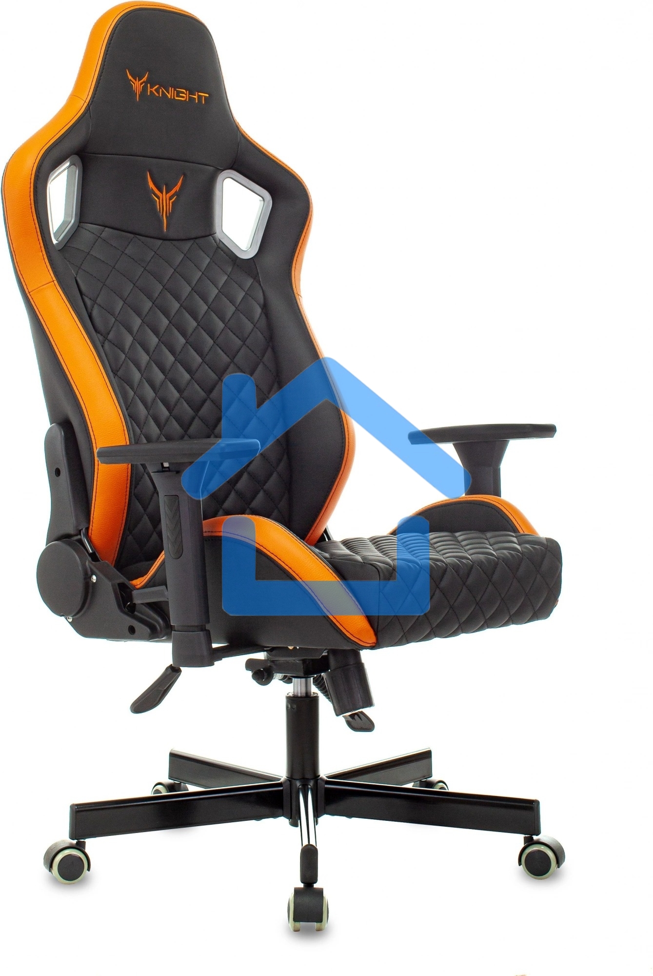 Кресло игровое Knight OUTRIDER черный/оранжевый ромбик эко.кожа с подголов. крестовина металл