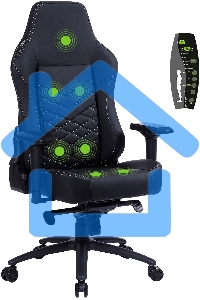 Кресло игровое Cactus CS-CHR-0112BL-M, массажное, с подголовником, черный