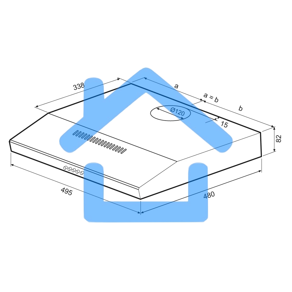Вытяжка подвесная Krona Briana 500 White PB белый, 49.5 см, 460 куб. м/ч, 42 дБ