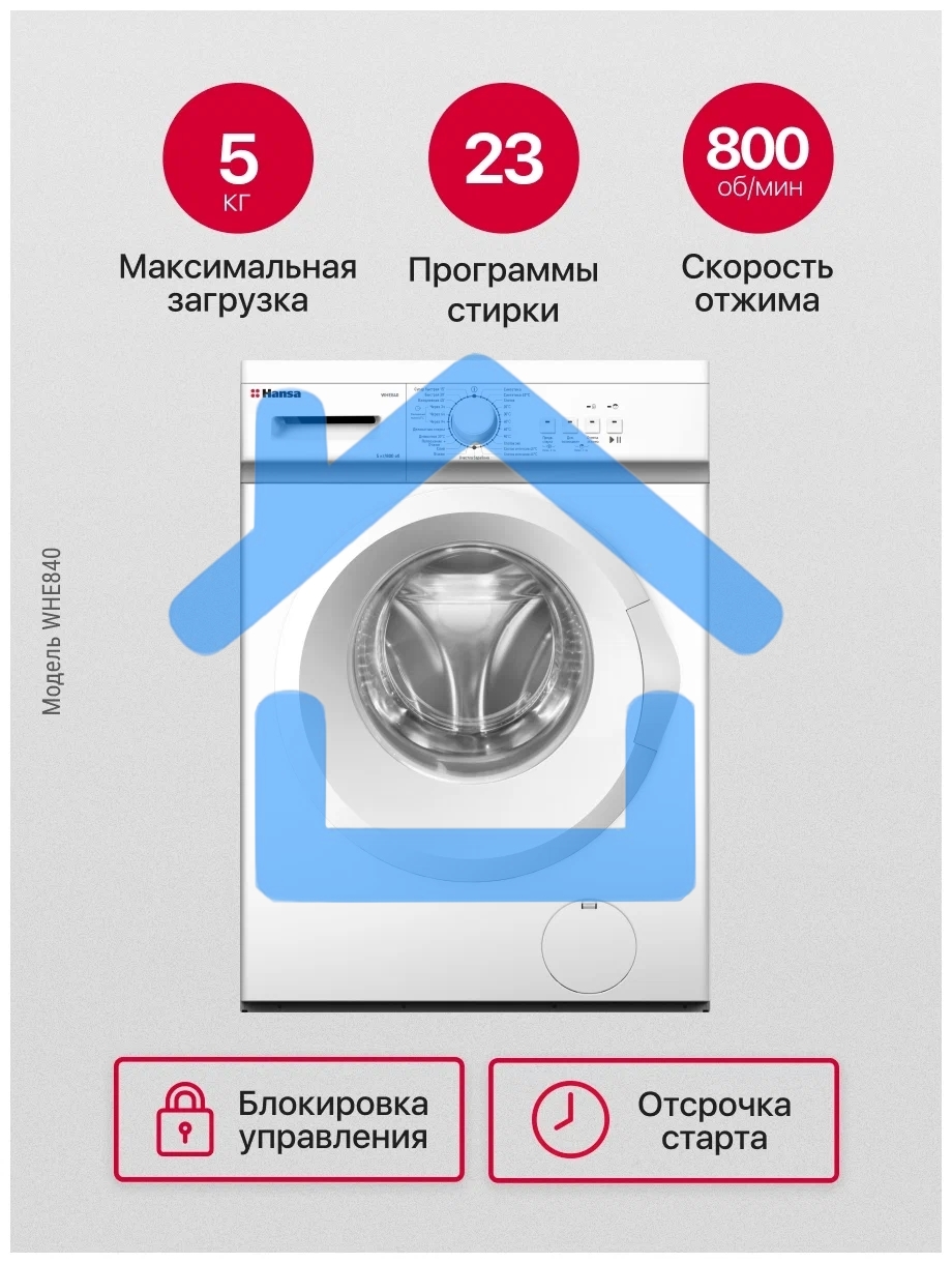Стиральная машина Hansa ULTIMATE WHE840 (1191285) белый загр. фронтальная макс.: 5 кг 800об/мин класс: А+