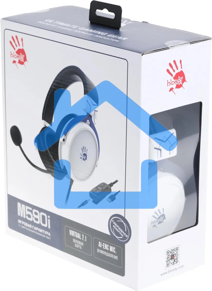 Наушники с микрофоном A4Tech Bloody M590i синий/белый 1м мониторные USB оголовье (M590I SPORTS NAVY)