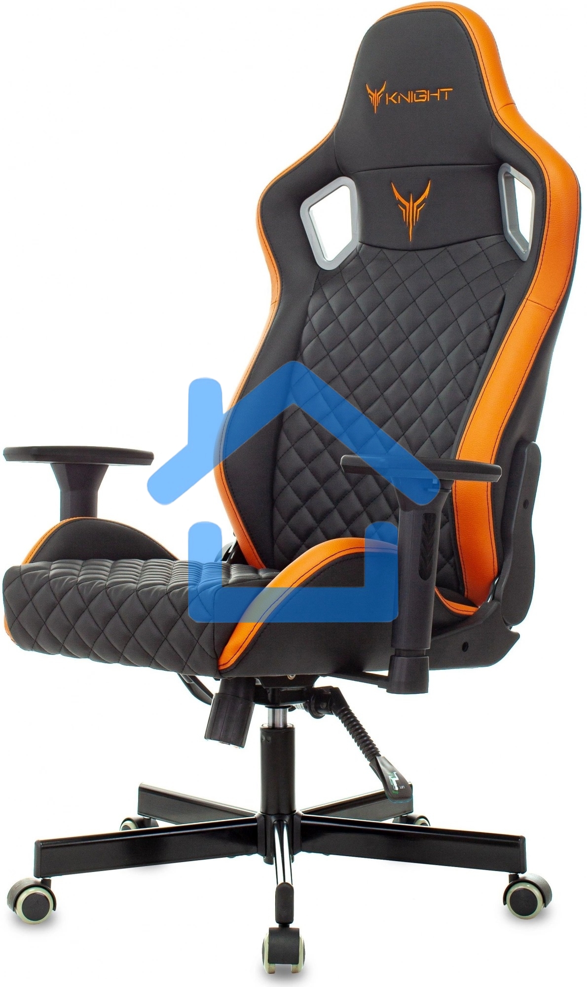 Кресло игровое Knight OUTRIDER черный/оранжевый ромбик эко.кожа с подголов. крестовина металл