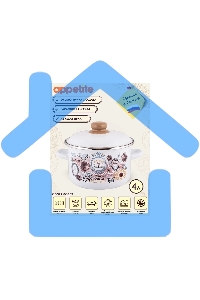 Кастрюля Appetite 1RD201М Roses с крышкой, эмалированная сталь, цилиндрическая 4 л