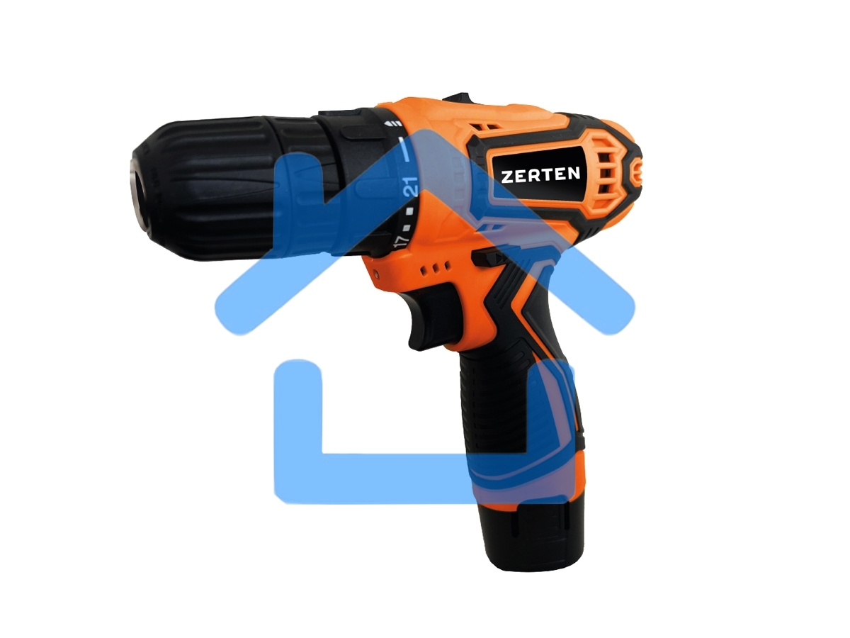 Дрель-шуруповерт Zerten ASB-12S 222, Аккумуляторная, 12В, 2 АКБ, Кейс