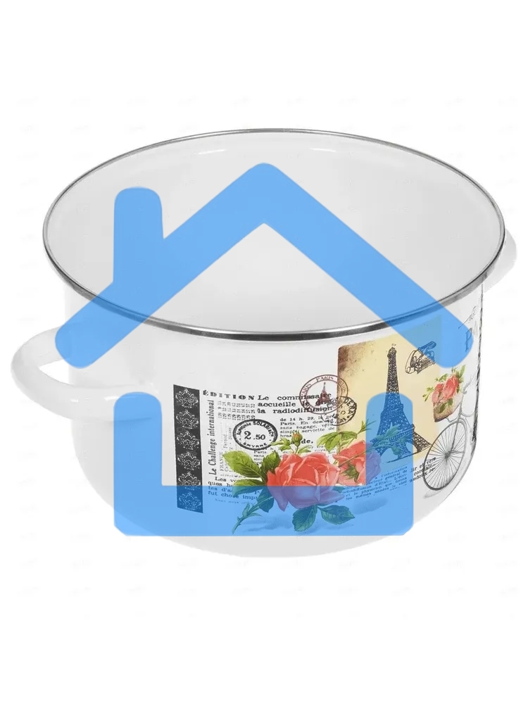 Кастрюля Appetite 1RD201М Париж с крышкой, эмалированная сталь, цилиндрическая 4 л