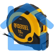 Рулетка 10м х 25мм, двухкомп. корпус, кнопка-пауза Denzel